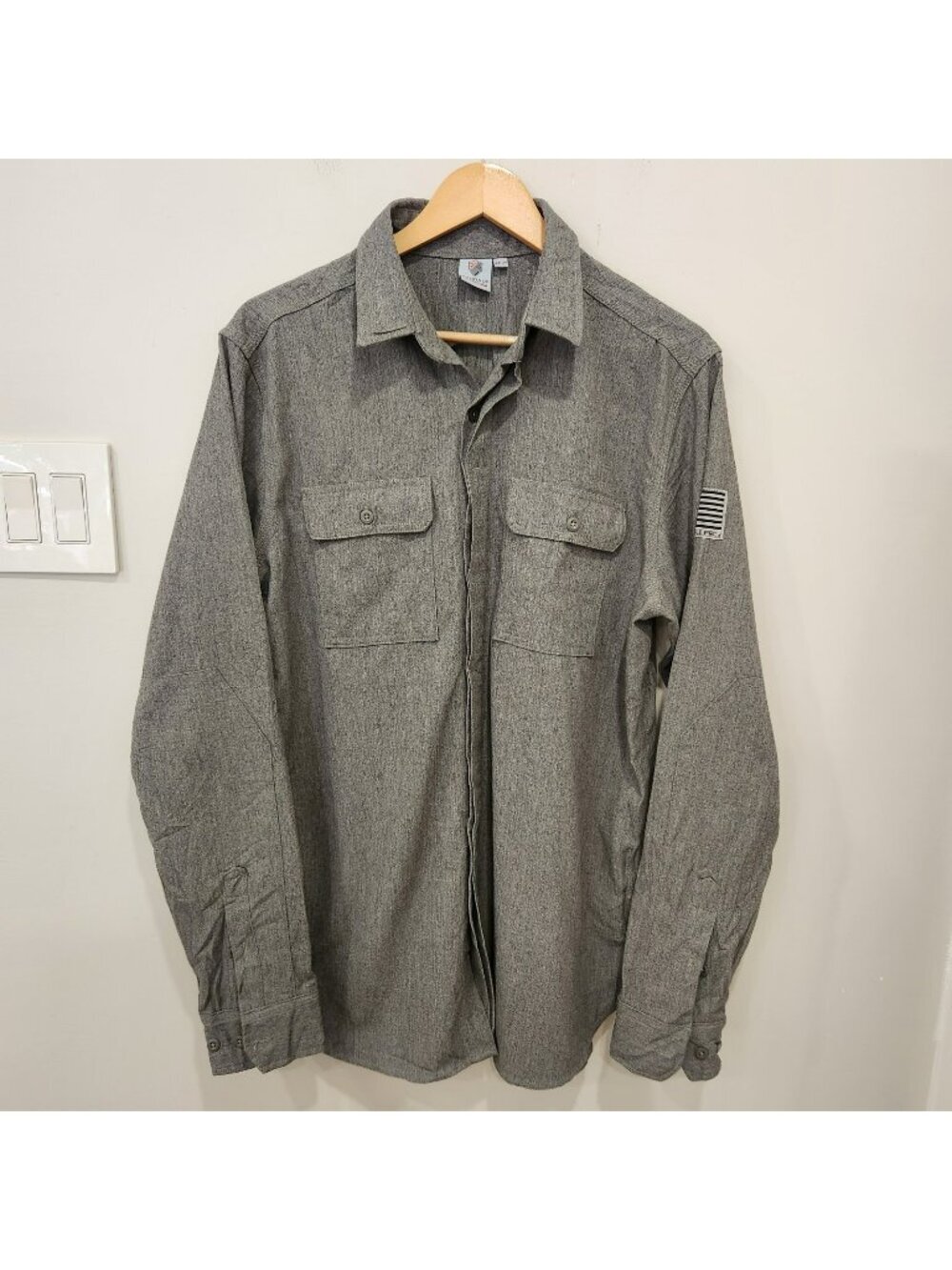 Tyndale FR Button Shirt Mens L Gray CAT 2 2112 9 CAL HRC Flame Resistant USA